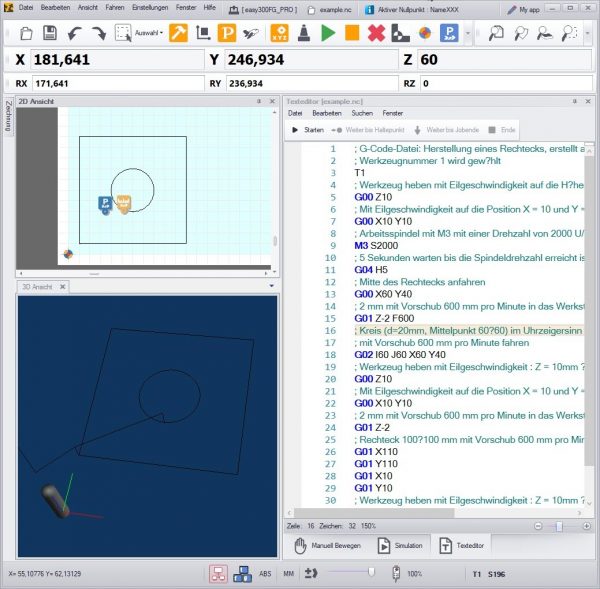 Kostenloser G-Code-Simulator und CNC-Maschinen-Emulator