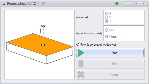cncGraF: Pomiar powierzchni na osiach X, Y i Z za pomocą czujnika 3D