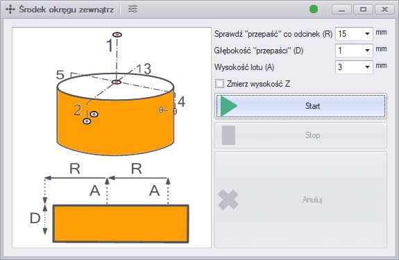 cncGraF: Określenie środka koła zewnątrz włącznie z wysokością Z za pomocą skanera 3D