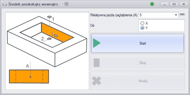 cncGraF: Określenie środka prostokąta wewnątrz za pomocą czujnika 3D