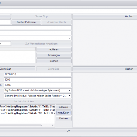 TCP-Server/Client und Modbus-TCP-Client Kommunikation